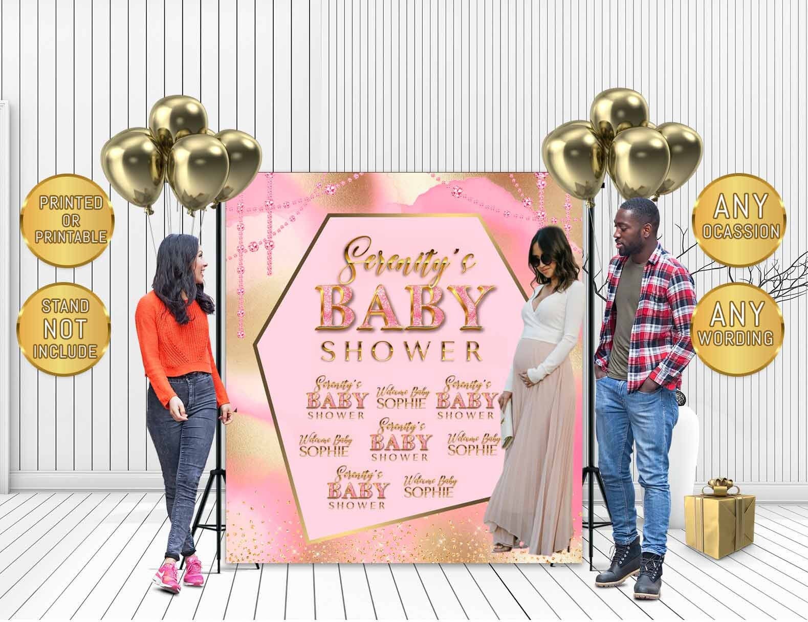 PRINTED or PRINTABLE Baby shower pink backdrop pink baby Etsy