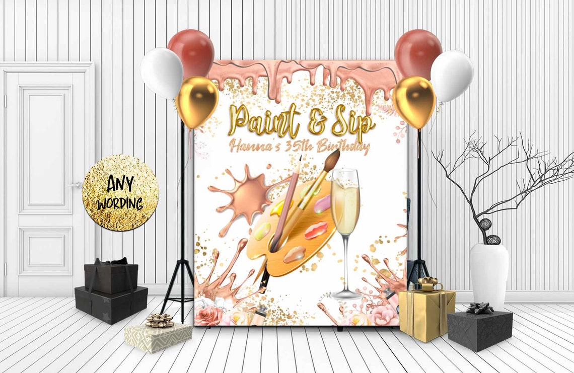 PRINTED Paint and Sip backdrop Adult Paint Party paint Etsy