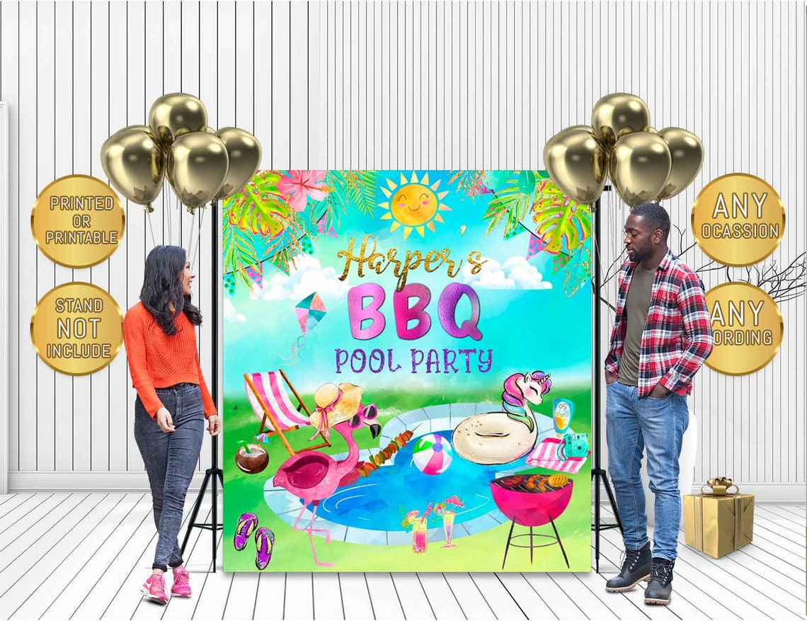 PRINTED or PRINTABLE Pool party pool backdrop pool party Etsy