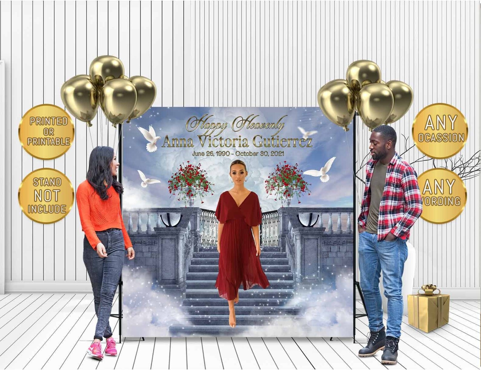 PRINTED Celebration of life Funeral backdrop Funeral Etsy