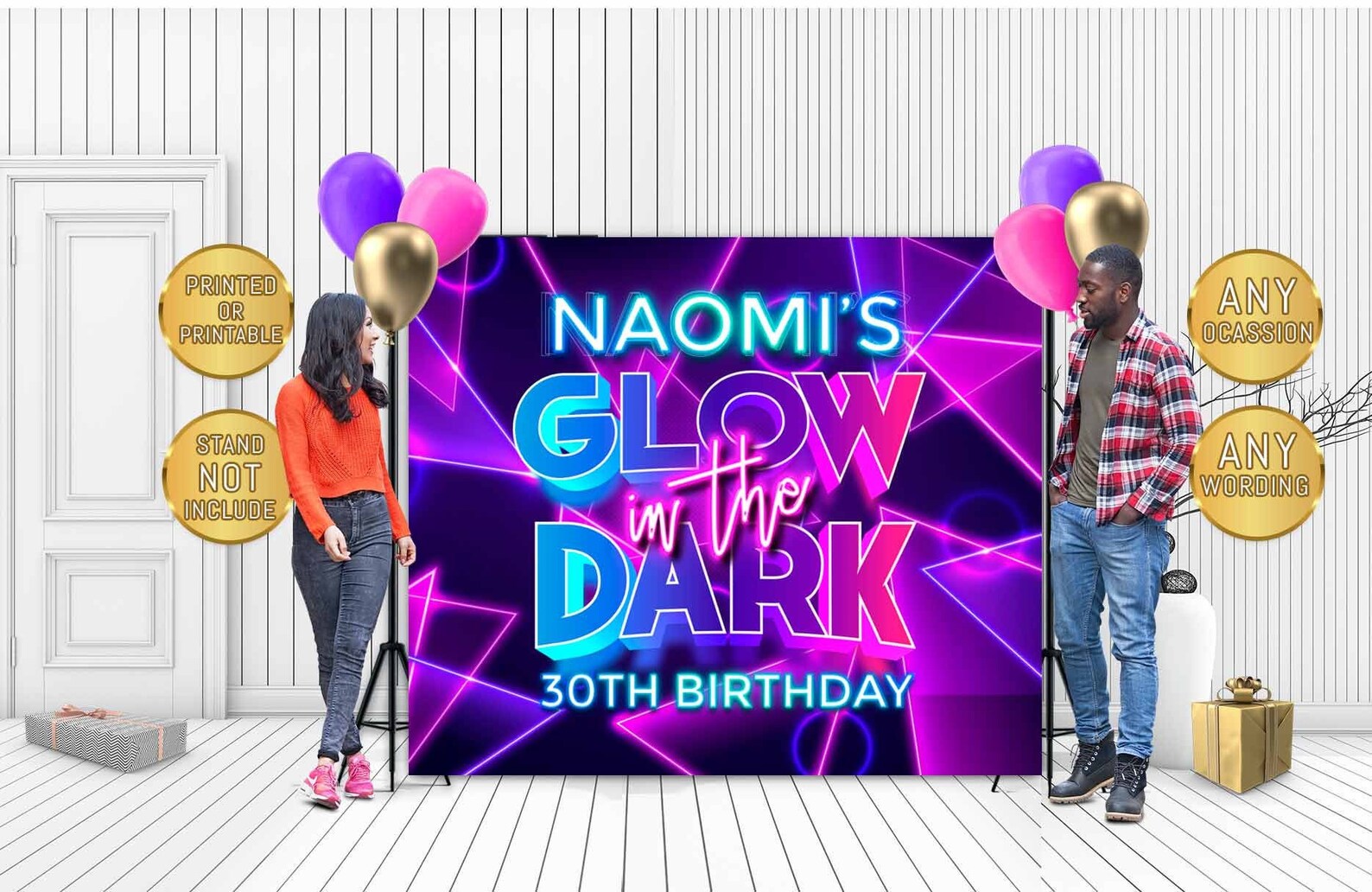 PRINTED Glow in the dark backdrop glow in the dark banner Etsy