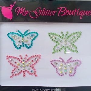 MGB self Adhesive Rainbow butterflies/Birthday stickers/Face stickers/Festival jewels/Party jewels/Face jewels