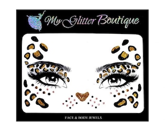 Halloween Leopard Face Jewels: Self Adhesive Party Rhinestone Stickers