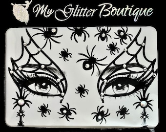 Stickers toile d'araignée Halloween MGB/pierres précieuses pour le visage/bijoux pour le visage/strass/autocollants de fête