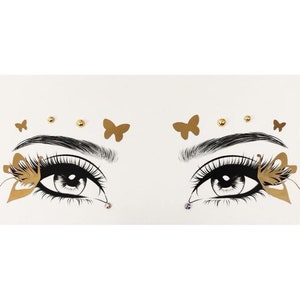Superior Quality MGB Gold butterfly metallic Festival Face Sticker | Halloween Face Stickers | Metallic Stickers | Face Gems |  Glitters |