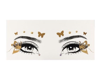 Autocollant métallisé pour le visage, papillon MGB Gold de qualité supérieure | Stickers visage Halloween | Stickers métalliques | Gemmes pour le visage | Paillettes |