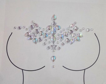 MGB Self Adhesive Iridescent chest bling/face jewels/Party jewels/party stickers/Rhinestone