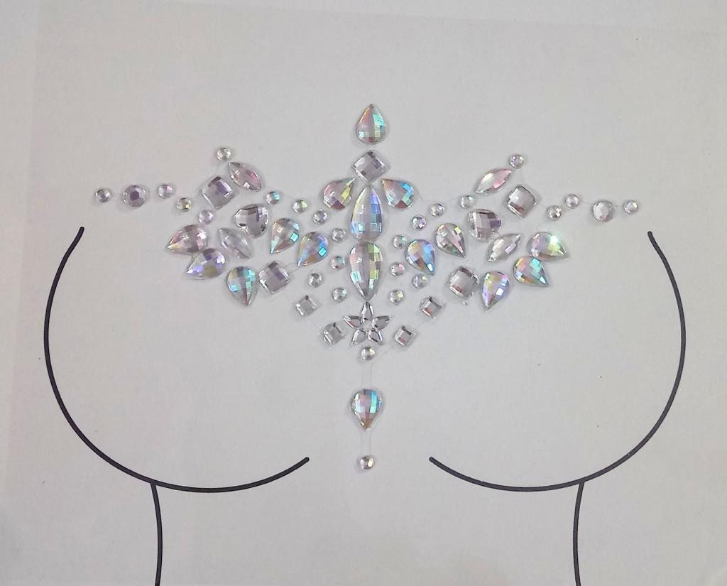 Rhinestone Body Gems Jewels,Mermaid Face Jewels Stick on, Rainbow Chest  Gems Tattoo, Crystals Breast Pasties Gem Bindi Nipple Covers, Hair Jewelry  Gliiter for for Festival Rave,4-Pack 