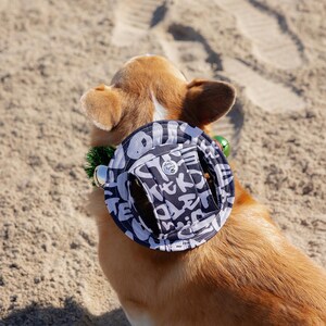 Embroidered Dog Bucket Hat – Navy & White Adjustable Pet Sun Hat image 1