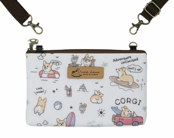 Lia Corgi Small Crossbody Bag (White - Beach)