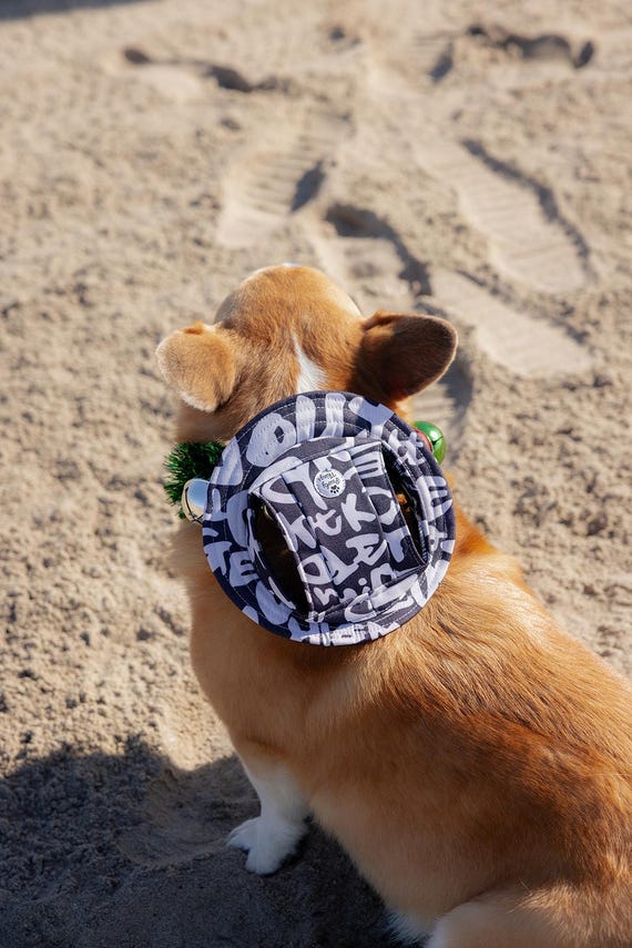 Embroidered Dog Bucket Hat – Navy & White Adjustable Pet Sun Hat