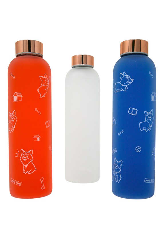Download Wesly Brady Corgi Frosted Glass Bottle Etsy