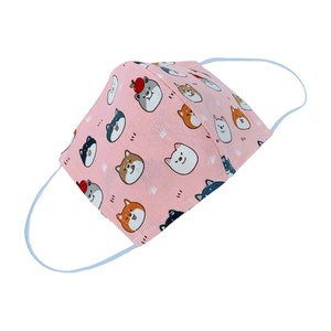 Máscara facial lavable 3D Shiba (rosa)