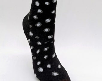 Chaussettes léopard à paillettes pour femmes et filles, bas vert bleu rose orange turquoise or noir gris