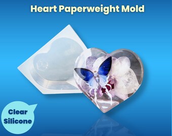 Clear Silicone Standing Heart Paperweight Mold / Deep Silicone Mold / Resin / Soap Mold / Concrete