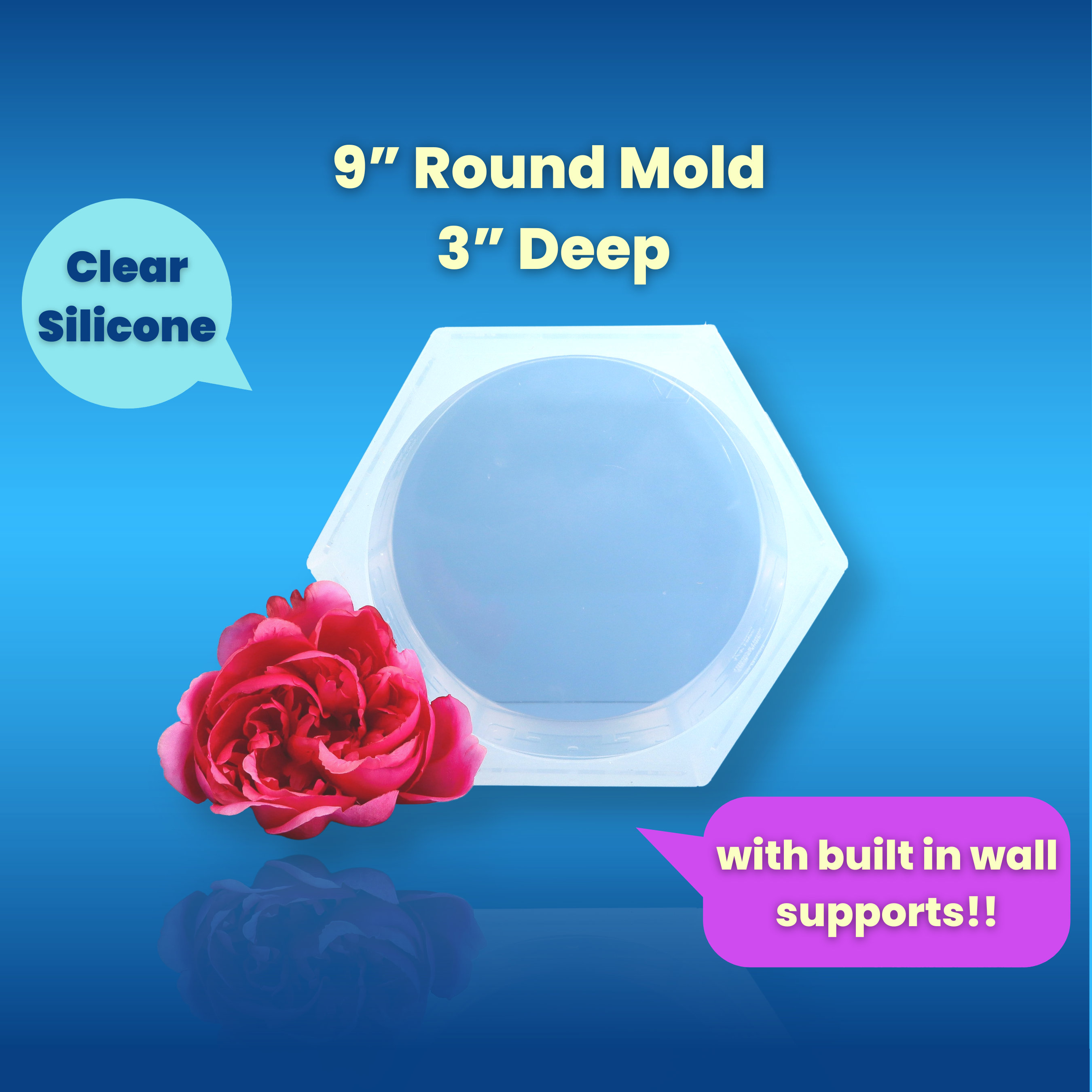 9 X 3 Clear Silicone Round Circle Mold / Deep Silicone Block Mold