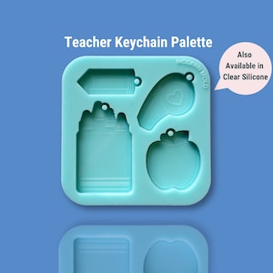 Teacher Keychains Mold Palette, Silicone Mold for Epoxy Resin, Educator Keychain Mold, Back to School KC1008