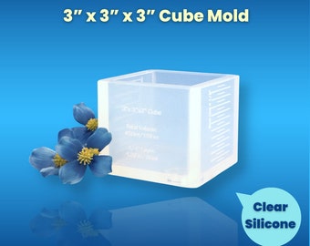 Clear Silicone 3"x3"x3" Cube Mold / Deep Silicone Mold / Resin / Soap Loaf Mold / Concrete