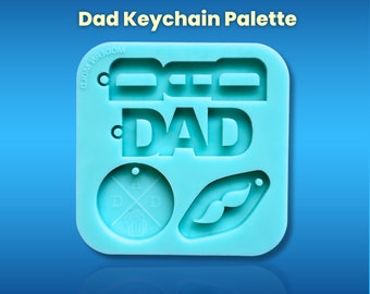 Dad Keychain Molds / Four Styles Father's Day Mold / Keychain Palette Mold / Shiny Silicone Mould / Resin