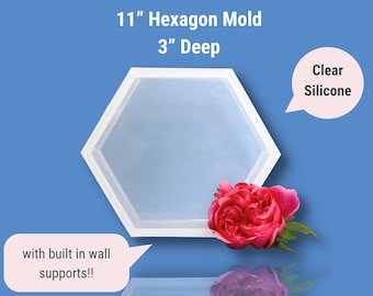 Clear Silicone 11" x 3" Hexagon Mold / Deep Silicone Block Mold / Resin Mold / Concrete Mold