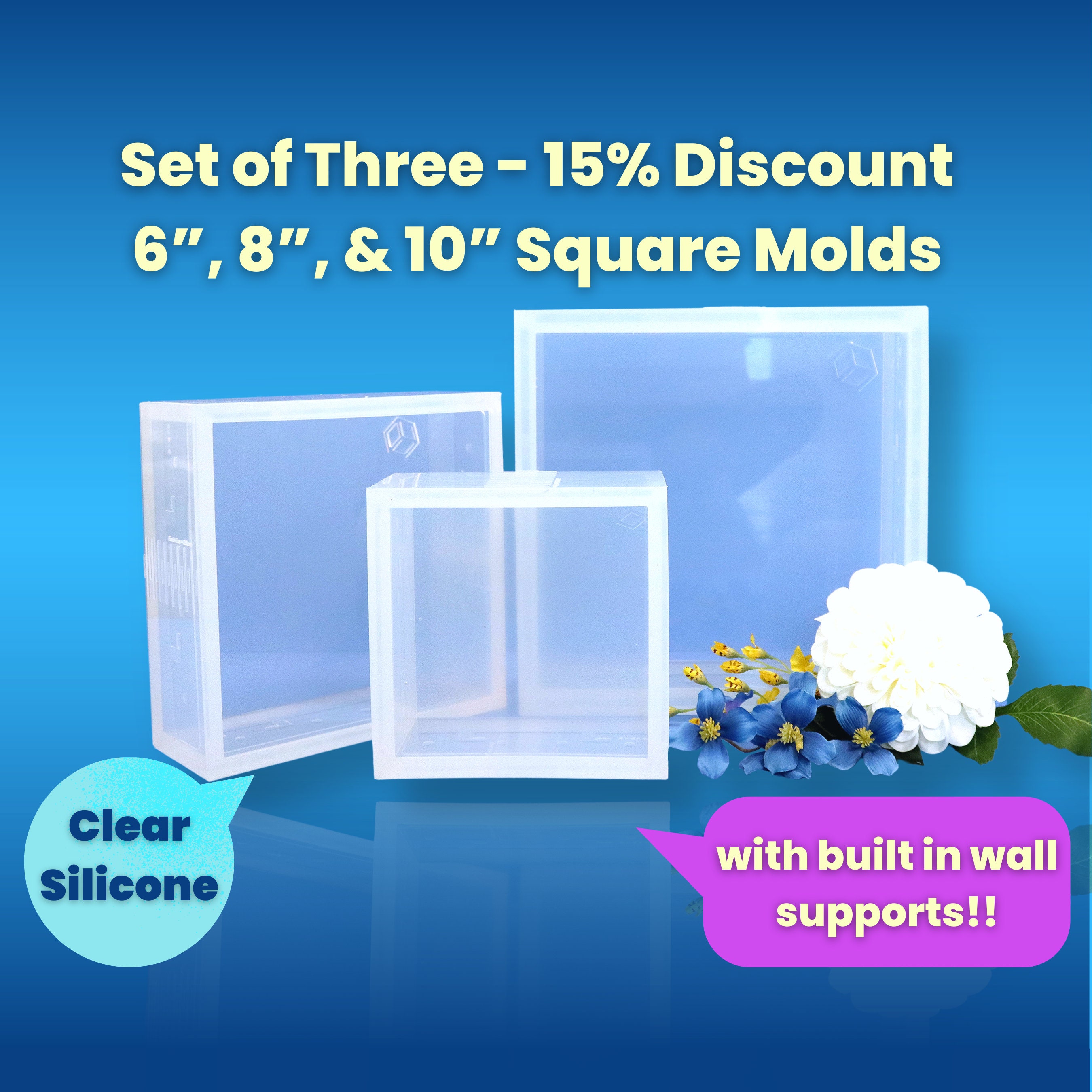 Square Silicone Molds for Resin Large Resin Mold Glossy Deep