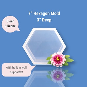 7&quot; x 3&quot; Clear Silicone Hexagon Mold / Deep Silicone Block Mold / Resin Mold / Concrete Mold
