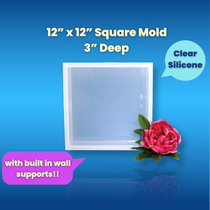 Vanrose Jan 3 Pack Large Resin Tray Mold, Oversize Large Resin Molds for Flowers, DIY Resin Coaster Silicone Mold with 1 Square 10in, 2 Rectangle Shape, 1