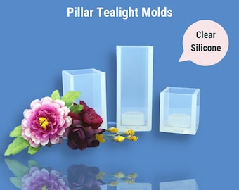 Clear Silicone Pillar Tealight Holder Molds / Candle Holder Mold / Shiny Silicone Mold / Resin / Concrete