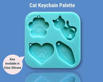Tavolozza di stampi per portachiavi a forma di gatto, stampo in silicone per resina epossidica, stampo per portachiavi a forma di gattino KC1006