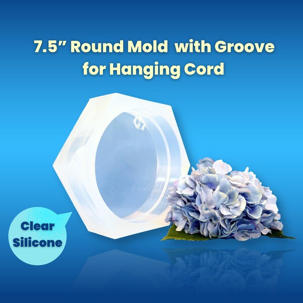 7.5" x 2.5" Clear Silicone Round Mold with Groove for Hanging / Deep Silicone Block Mold / Resin Coaster Mold / Concrete Mold