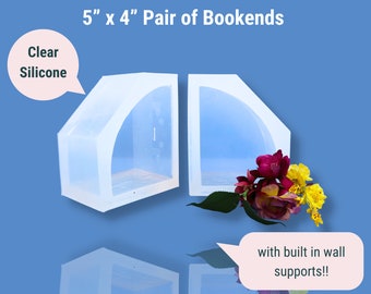 Clear Silicone Bookend Molds PAIR / Deep Silicone Casting Mold / Resin Art Mold / Concrete Mold / Jesmonite Mold