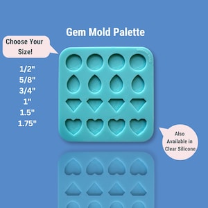 Jewel Gems Mold Palette, Silicone Mold for Earrings or Studs, UV Resin Mold, Mold for Keychains Phone Grips and Magnets PM1001