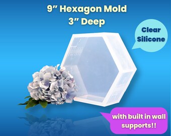 9" Hexagon Clear Silicone Mold / Deep Silicone Resin Block Mold / Floral Preservation / Wedding and Memorial Flowers