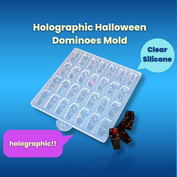 Halloween Dominos Mold / Game Board / Novelty Standard Size Double Six Domino / Clear Silicone Mold / Resin Home Decor