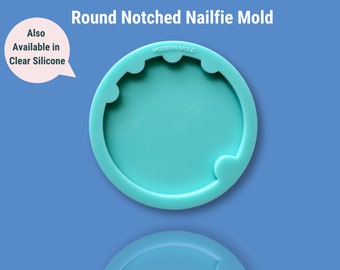 Notched Round Nailfie Manicure Prop Silicone Mold, Nail Art Photo Prop, Epoxy Resin Mould, Nailfie Disc Mold OM1009-B