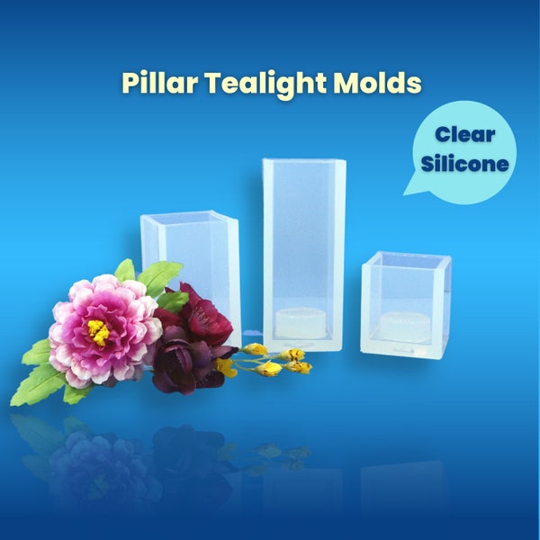 Clear Silicone Pillar Tealight Holder Molds / Candle Holder Mold / Shiny Silicone Mold / Resin / Concrete