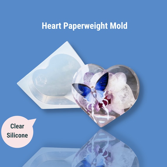 Clear Silicone Standing Heart Paperweight Mold / Deep Silicone Mold / Resin / Soap Mold / Concrete
