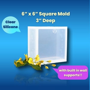 6 x 6 x 3 Clear Silicone Block Mold / Deep Silicone Mold / Resin / Soap Loaf Mold / Concrete image 1