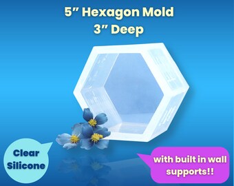 Clear Silicone 5" x 3" Hexagon Mold / Deep Silicone Block Mold / Floral Preservation / Wedding Bouquet Preservation