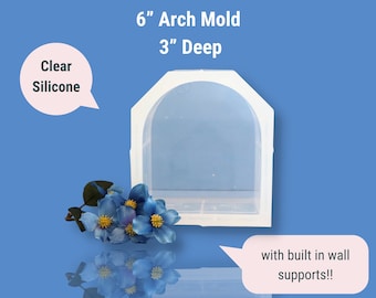 May include: Clear silicone mold for creating a 6-inch arch, 3 inches deep. The mold has built-in wall supports.
