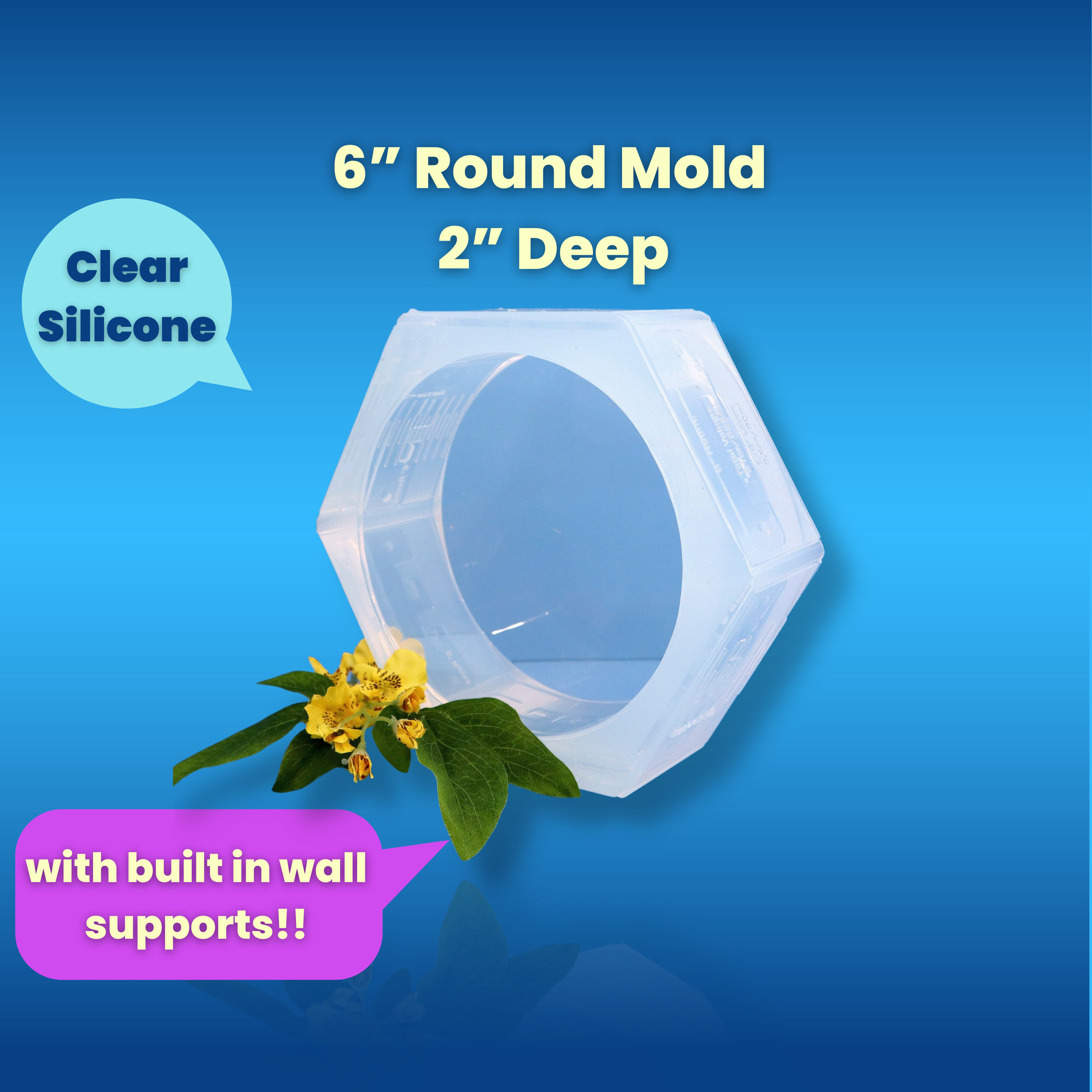 6 X 2 Clear Silicone Round Circle Mold / Deep Silicone Block Mold