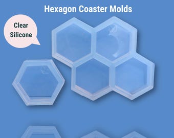 4" x 1" Clear Silicone Hexagon Coaster Mold / Deep Silicone Block Mold / Resin Coaster Mold / Concrete Mold
