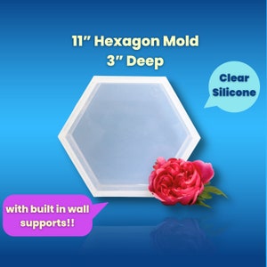 Clear Silicone 11" x 3" Hexagon Mold / Deep Silicone Block Mold / Resin Mold / Concrete Mold