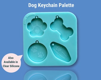 Dog Keychains Mold Palette, Silicone Mold for Epoxy Resin, Pet Puppy Keychain Mold KC1005