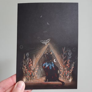 Luna le chat noir // Carte de voeux/anniversaire/Halloween