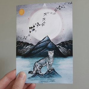 Léopard des neiges // Carte d'anniversaire/de voeux/Noël
