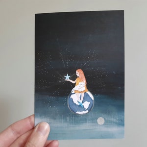 Fille et renard // Carte de voeux/Noël/Anniversaire