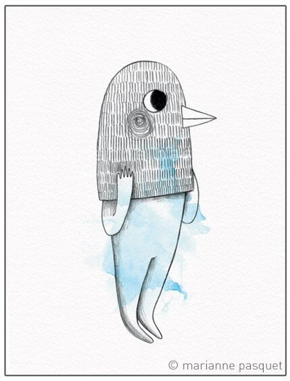 Artprint, Collection d'images, Illustration Poétique, Décorative, Portait Dans La Tête d'un Oiseau