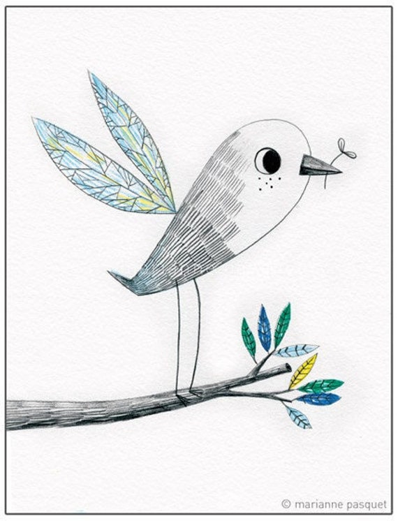 Artprint, Collection d'images, Illustration Poétique, Décorative, Portait d'Oiseau
