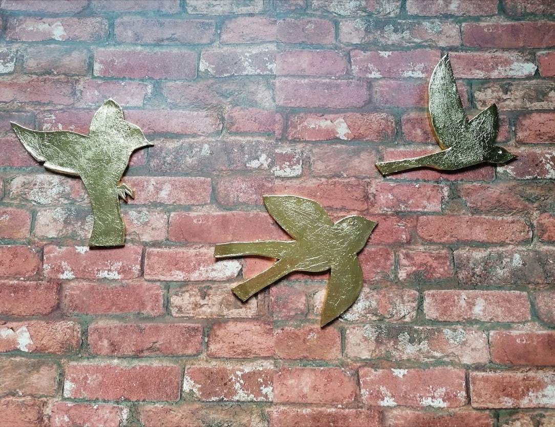 Large Flying Bird Wall Art Gold decor stair decoration bird Etsy